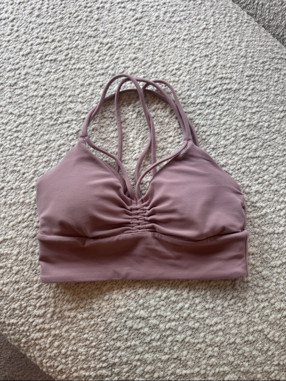 Lululemon Mauve Strappy Ruched Sports Bralette